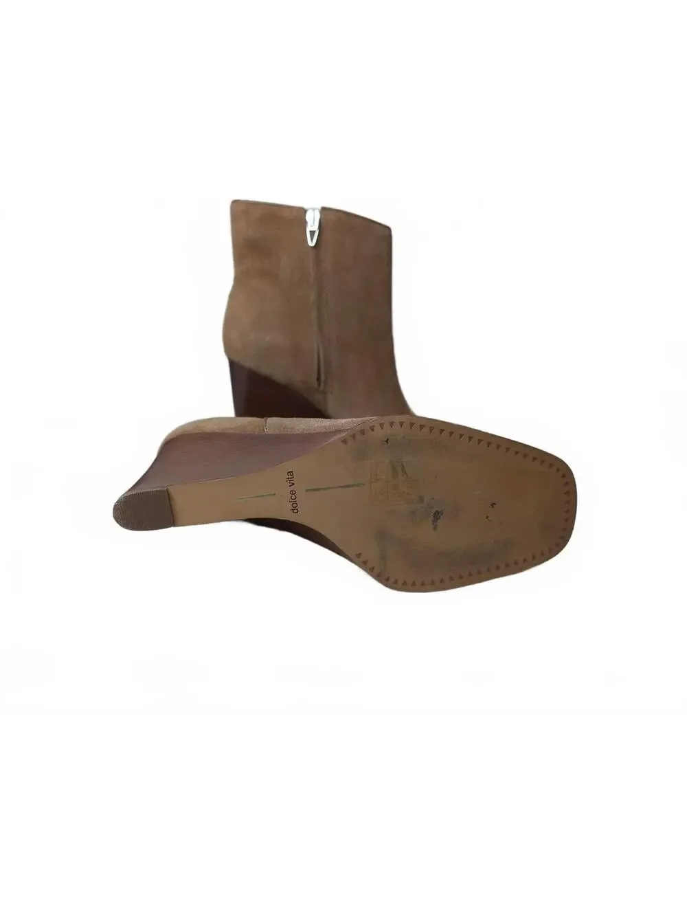 Dolce Vita Susann Wedge Bootie Tan Suede Ankle Boots Size 8.5